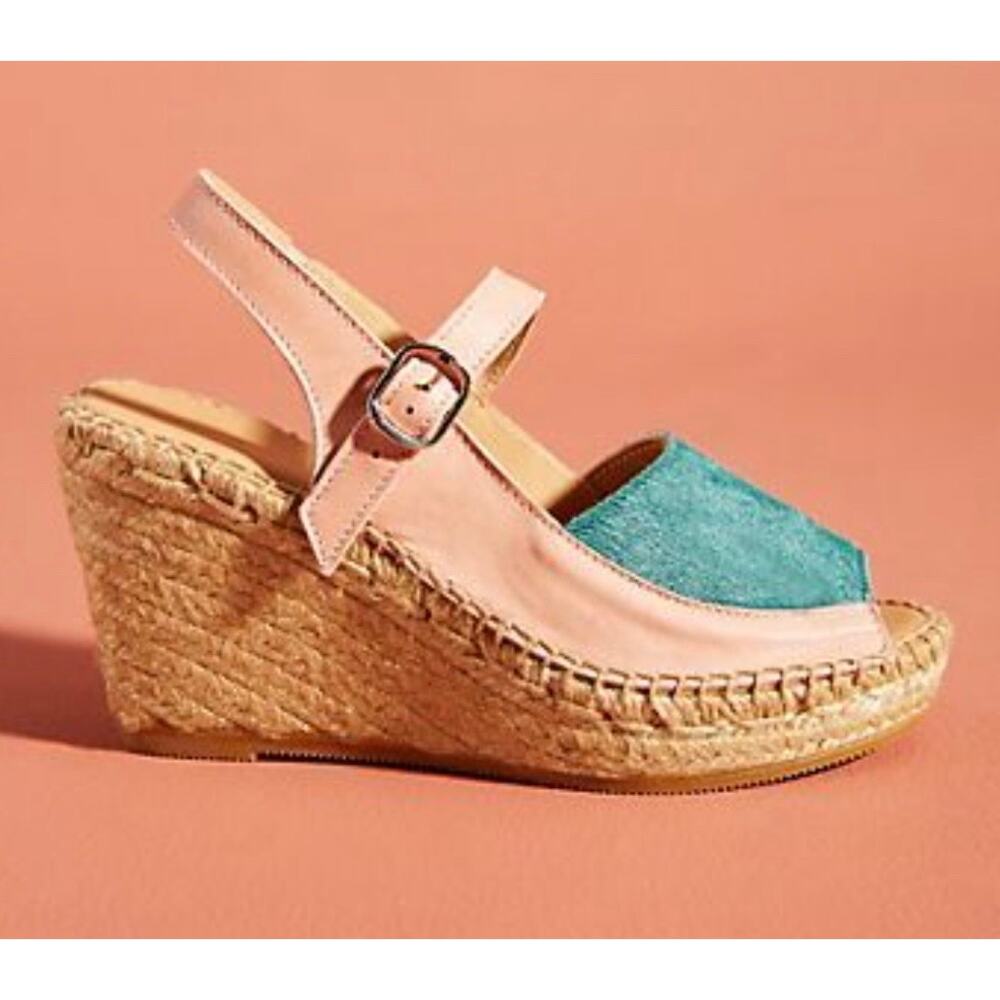 Anthropologie Naguisa Ruca Wedge Espadrilles Sandal Leather Womens Size 41 US 11